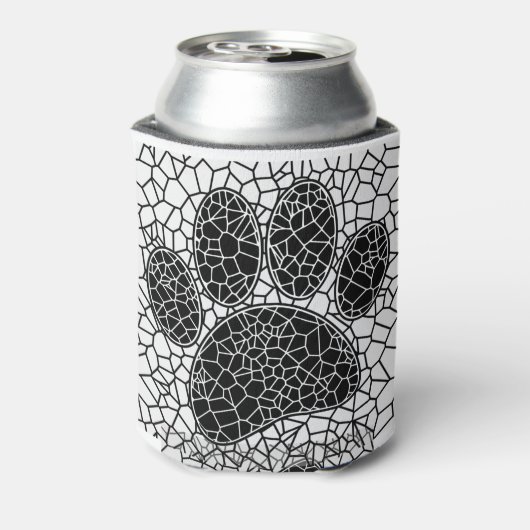 Mosaik Art Dog Paw Print in Schwarz-Weiß Dosenkühler (Kanne Rückseite)