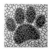 Mosaik Art Dog Paw Print in Schwarz-Weiß Fliese (Vorderseite)