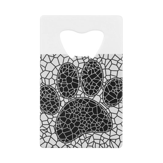 Mosaik Art Dog Paw Print in Schwarz-Weiß Geldbeutel Flaschenöffner (Vorderseite)
