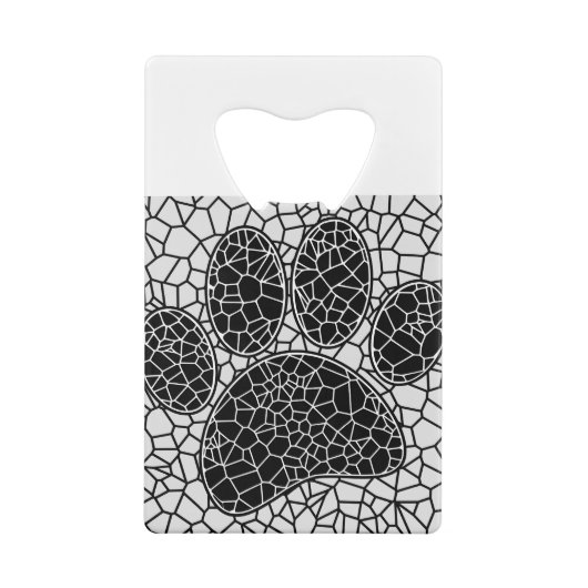 Mosaik Art Dog Paw Print in Schwarz-Weiß Geldbeutel Flaschenöffner (Rückseite)
