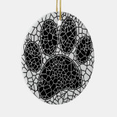 Mosaik Art Dog Paw Print in Schwarz-Weiß Keramik Ornament (Rechts)