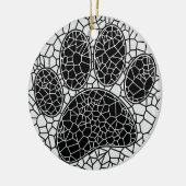 Mosaik Art Dog Paw Print in Schwarz-Weiß Keramik Ornament (Links)