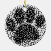 Mosaik Art Dog Paw Print in Schwarz-Weiß Keramik Ornament (Hinten)