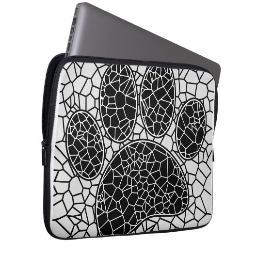 Mosaik Art Dog Paw Print in Schwarz-Weiß Laptopschutzhülle (Vorne Rechts)