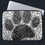 Mosaik Art Dog Paw Print in Schwarz-Weiß Laptopschutzhülle<br><div class="desc">Mosaik Muster Hunde Pfoten Drucke in Schwarz-Weiß. Individuelle Laptop-Ärmel. Dekoration. Geschenkidee für Menschen,  die Liebe und Hunde.</div>