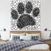 Mosaik Art Dog Paw Print in Schwarz-Weiß Leinwanddruck (Insitu (Schlafzimmer))