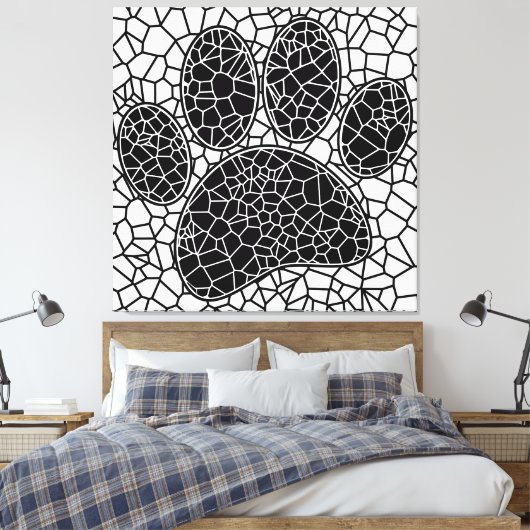 Mosaik Art Dog Paw Print in Schwarz-Weiß Leinwanddruck (Insitu (Schlafzimmer))