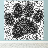 Mosaik Art Dog Paw Print in Schwarz-Weiß Leinwanddruck (Insitu (Holzboden))