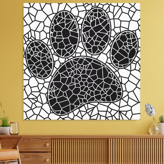 Mosaik Art Dog Paw Print in Schwarz-Weiß Leinwanddruck (Insitu (Wohnzimmer))