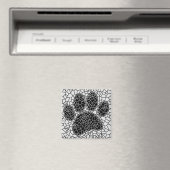Mosaik Art Dog Paw Print in Schwarz-Weiß Magnet (In Situ (Geschirrspüler))