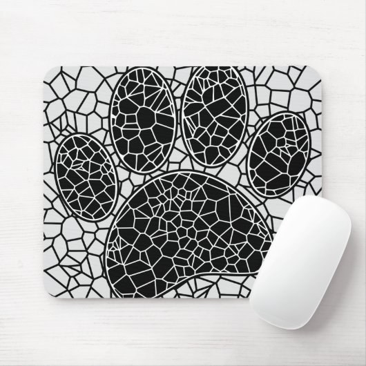 Mosaik Art Dog Paw Print in Schwarz-Weiß Mousepad (Mit Mouse)