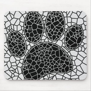 Mosaik Art Dog Paw Print in Schwarz-Weiß Mousepad