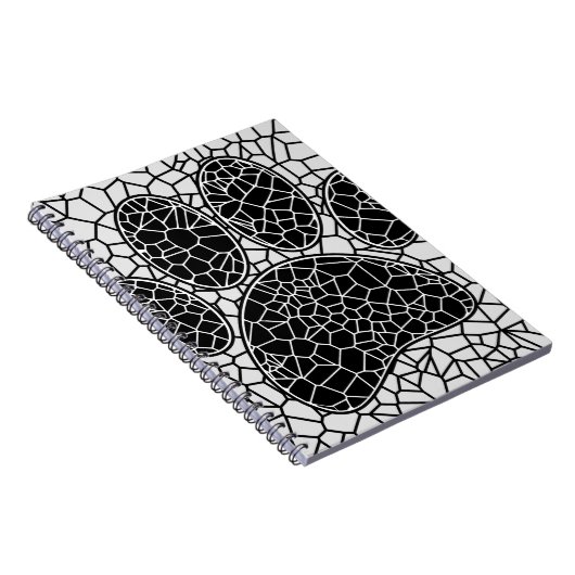Mosaik Art Dog Paw Print in Schwarz-Weiß Notizblock (Rechte Seite)