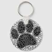 Mosaik Art Dog Paw Print in Schwarz-Weiß Schlüsselanhänger (Vorderseite)