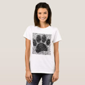 Mosaik Art Dog Paw Print in Schwarz-Weiß T-Shirt (Vorne ganz)