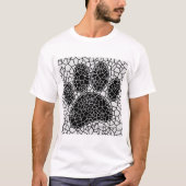 Mosaik Art Dog Paw Print in Schwarz-Weiß T-Shirt (Vorderseite)