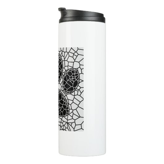 Mosaik Art Dog Paw Print in Schwarz-Weiß Thermosbecher (Nach rechts gedreht)