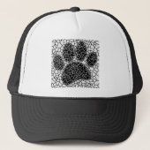 Mosaik Art Dog Paw Print in Schwarz-Weiß Truckerkappe (Vorderseite)