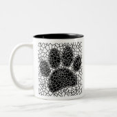 Mosaik Art Dog Paw Print in Schwarz-Weiß Zweifarbige Tasse (Links)