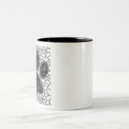 Mosaik Art Dog Paw Print in Schwarz-Weiß Zweifarbige Tasse (Mittel)