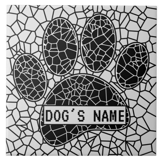 Mosaik Art Dog Paw Print Individuelle Name Fliese (Vorderseite)