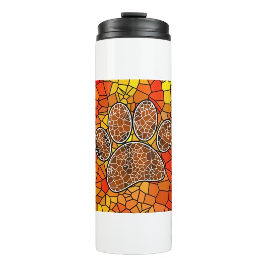 Mosaik Art Dog Paw Print Thermosbecher (Vorderseite)