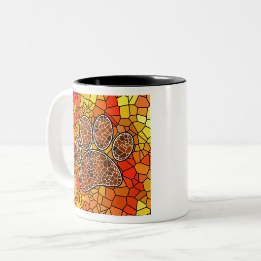 Mosaik Art Dog Paw Print Zweifarbige Tasse (Vorderseite Links)