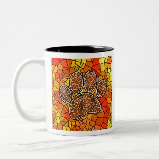 Mosaik Art Dog Paw Print Zweifarbige Tasse (Links)
