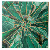 Mosaik Art - Grüner Marmor Malachit und Gold Fliese (Vorderseite)