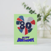 Mosaik Art Postcard zum 80. Geburtstag Postkarte (Stehend Vorderseite)
