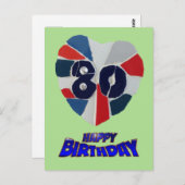 Mosaik Art Postcard zum 80. Geburtstag Postkarte (Vorne/Hinten)