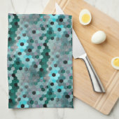 Mosaik aus Hexagonen oder Würfeln in Farbtönen cya Geschirrtuch (Viertel Falte)