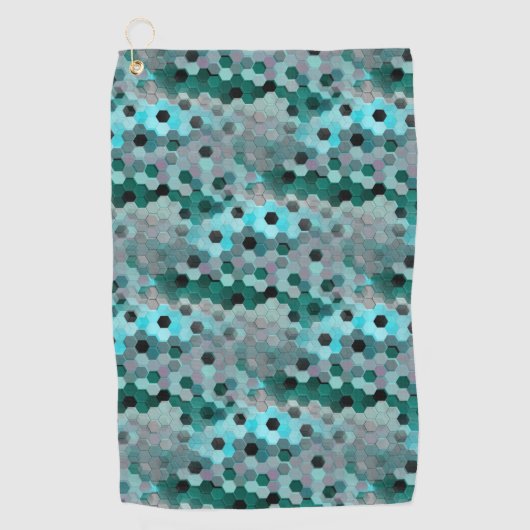 Mosaik aus Hexagonen oder Würfeln in Farbtönen cya Golfhandtuch (Vorderseite)