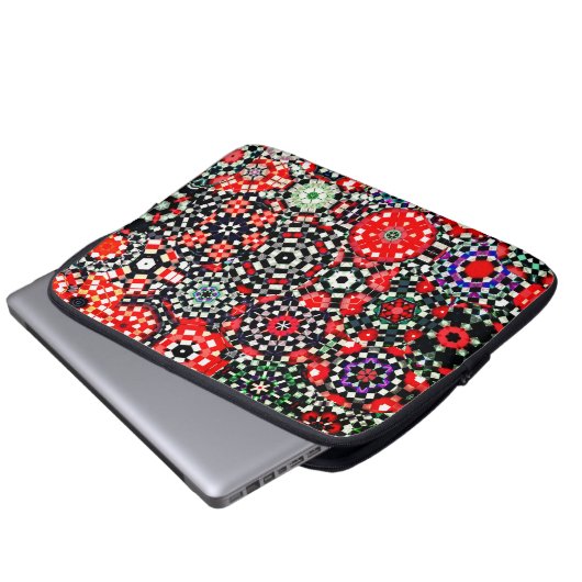 Mosaik aus Kaleidoskop-Hexagon, rot bis schwarz Laptopschutzhülle (Vorne Knopf)