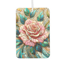 Mosaik aus rosa Rosen in Buntglasoptik