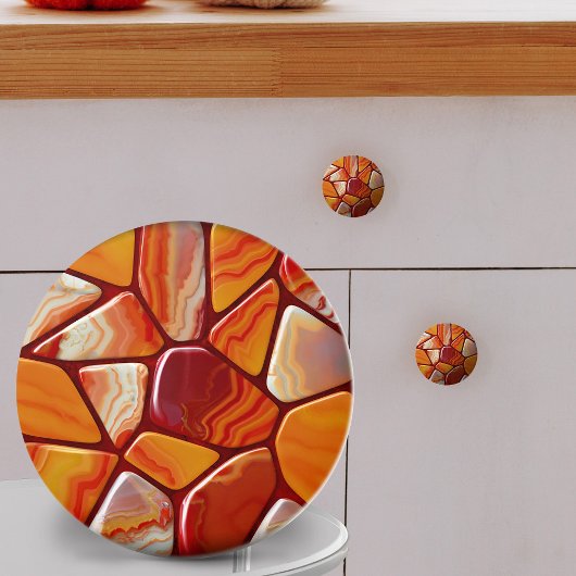 Mosaik aus roten und gelben Gelbagensteinen Keramikknauf