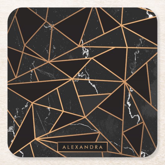 Mosaik aus schwarzem und goldenem Marmor Rechteckiger Pappuntersetzer (Vorderseite)