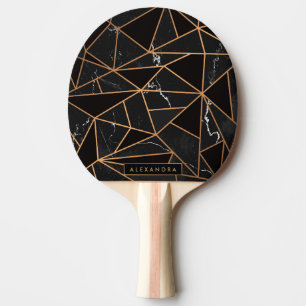Mosaik aus schwarzem und goldenem Marmor Tischtennis Schläger