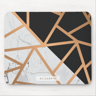 Mosaik aus schwarzem und weißem goldfarbenem Marmo Mousepad