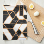 Mosaik aus schwarzem und weißem Marmor Geschirrtuch (Viertel Falte)