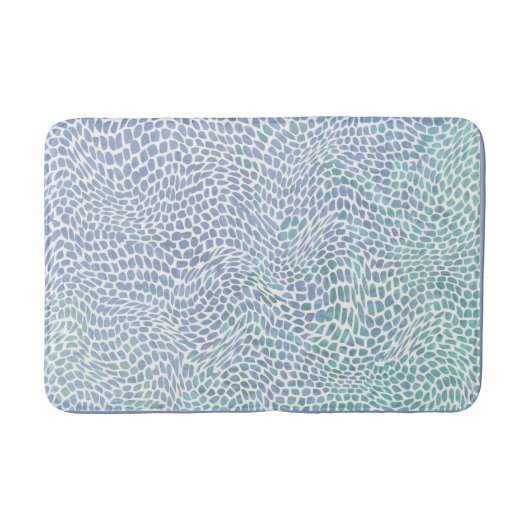 Mosaik Beach Glass Ocean Aqua Blaues Wellenmuster Badematte (Vorderseite)