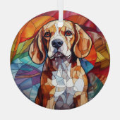 Mosaik Beagle Hound Hund festgehalten Ornament Aus Glas (Rückseite)