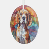 Mosaik Beagle Hound Hund festgehalten Ornament Aus Glas (Vorderseite links)
