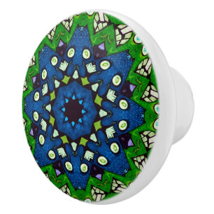Mosaik Blau Grün Hippie Boho Mandala Keramikknauf