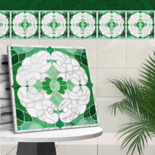 Mosaik blühendes Marmor-Ornament Grün und Weiß Fliese