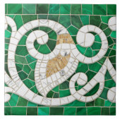 Mosaik Blühte Marmorverzierungen Grün und Weiß Fliese (Vorderseite)