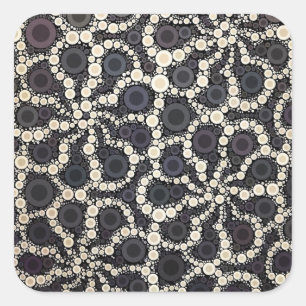 Mosaik Blume Petals Black Brown Tan Quadratischer Aufkleber