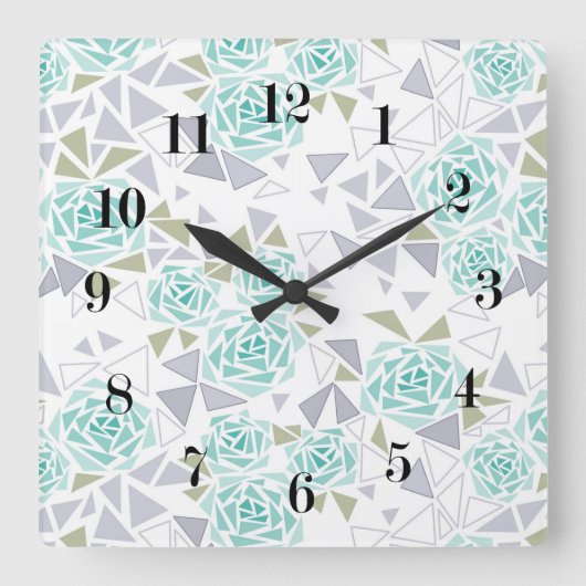 Mosaik, Blume Quadratische Wanduhr (Vorderseite)