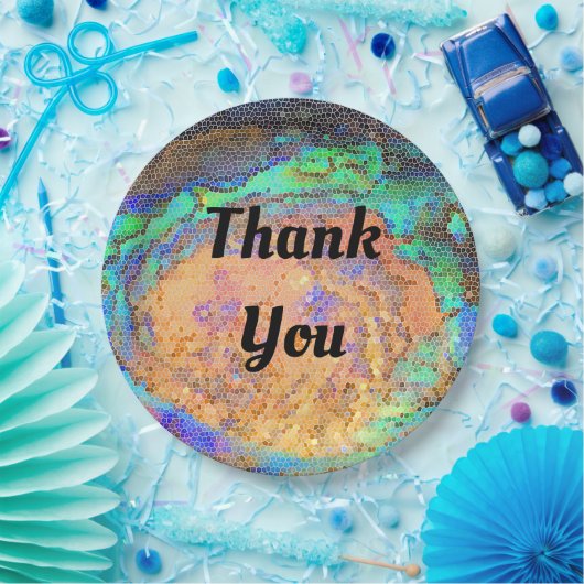 Mosaik Bright Neon Color Abstrakt Danke Pappteller (Party)