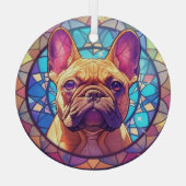 Mosaik Brown French Bulldog Ornament Aus Glas (Rückseite)